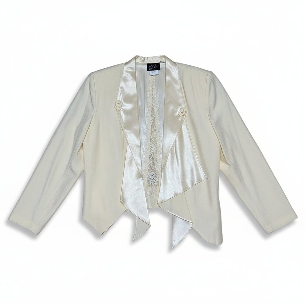 Wild Rose Jacket 8 Women's Cream Lace Waterfall 90's Floral Retro Fairy Coquette